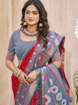 Red Silk Brocade Saree | EZB SI04 ASPOC3001
