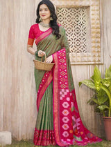 Mhendi Green Silk Brocade Saree | EZB SI04 ASPOC3002