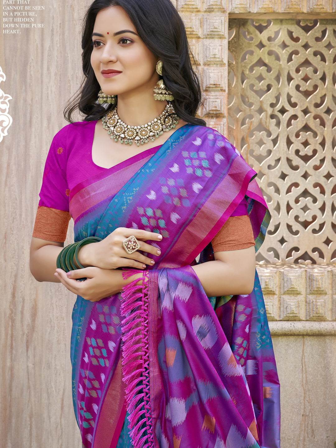 Rama Green Saree Pochampalli Silk  with Blouse