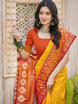 Yellow Silk Brocade Saree | EZB SI04 ASPOC3005