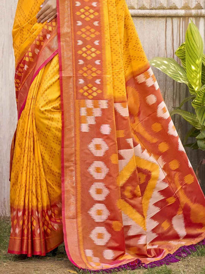 Yellow Silk Brocade Saree | EZB SI04 ASPOC3005