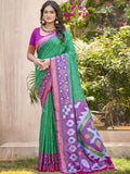 Rama Green Saree Pochampalli Silk  with Blouse