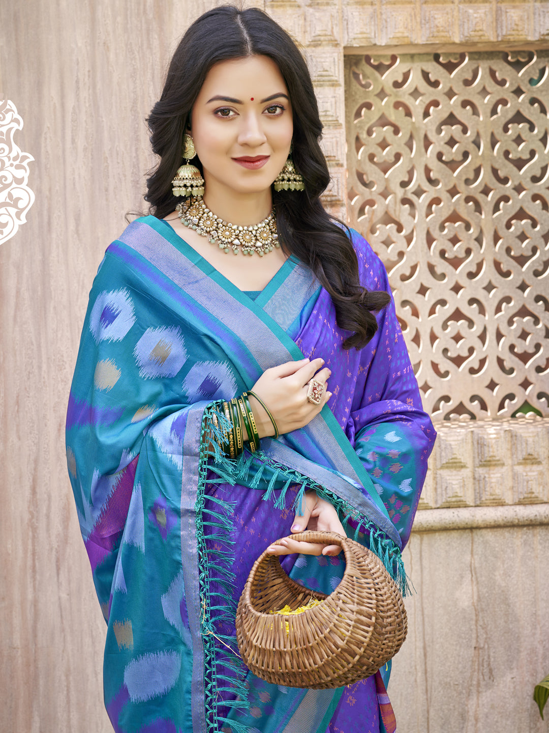 Purple Saree Pochampalli Silk  with Blouse