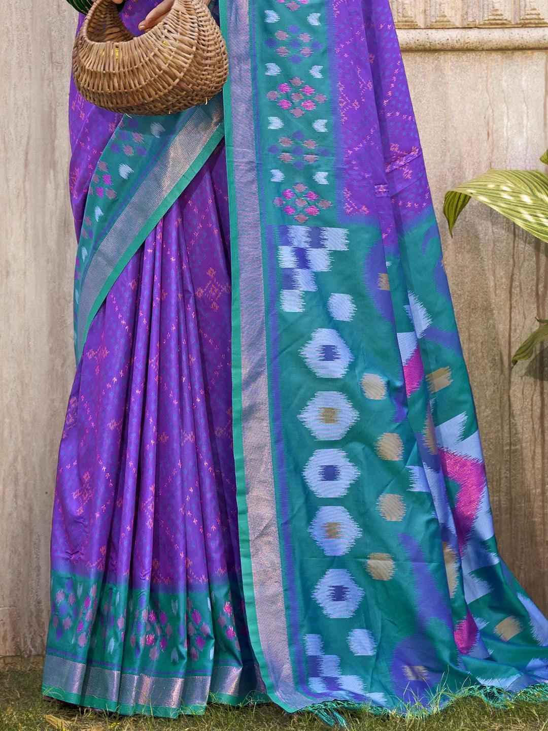 Purple Silk Brocade Saree | EZB SI04 ASPOC3008