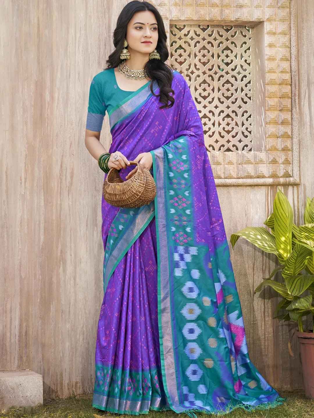 Purple Silk Brocade Saree | EZB SI04 ASPOC3008