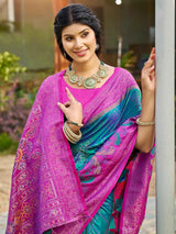 Blue Silk Brocade Saree | EZB SI04 ASPOC4001