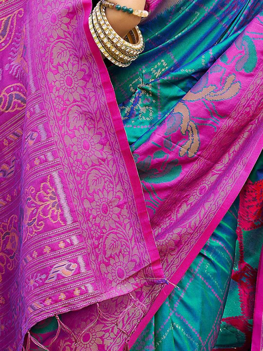Blue Silk Brocade Saree | EZB SI04 ASPOC4001