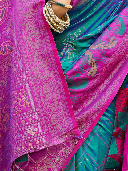 Blue Silk Brocade Saree | EZB SI04 ASPOC4001