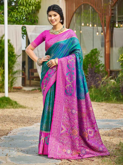 Blue Silk Brocade Saree | EZB SI04 ASPOC4001
