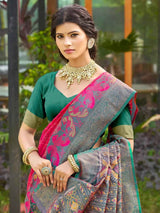 Pink Silk Brocade Saree | EZB SI04 ASPOC4002