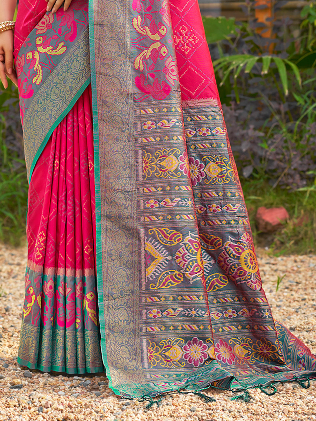 Pink Saree Pochampalli Silk  with Blouse