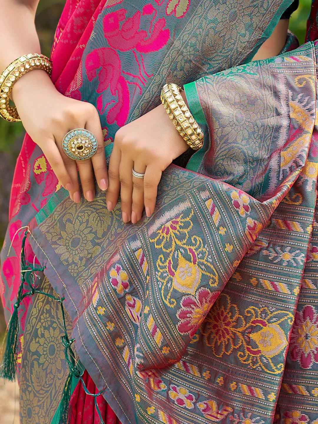 Pink Silk Brocade Saree | EZB SI04 ASPOC4002