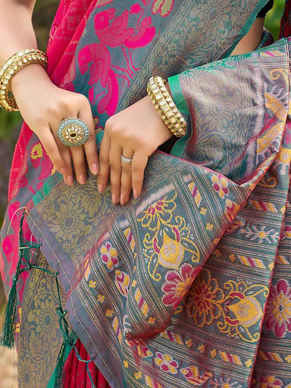 Pink Silk Brocade Saree | EZB SI04 ASPOC4002
