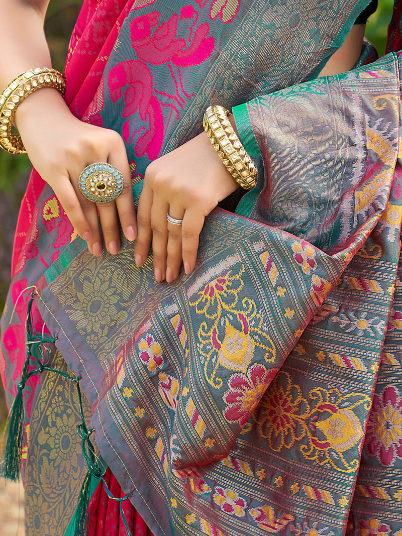 Pink Saree Pochampalli Silk  with Blouse