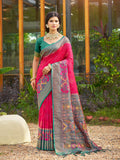 Pink Saree Pochampalli Silk  with Blouse