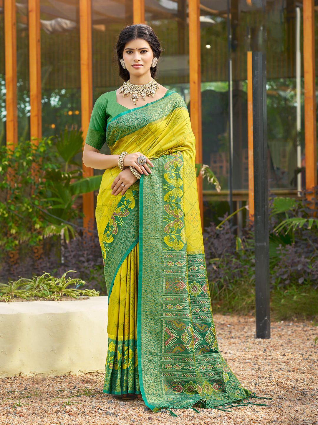 Green Saree Pochampalli Silk  with Blouse