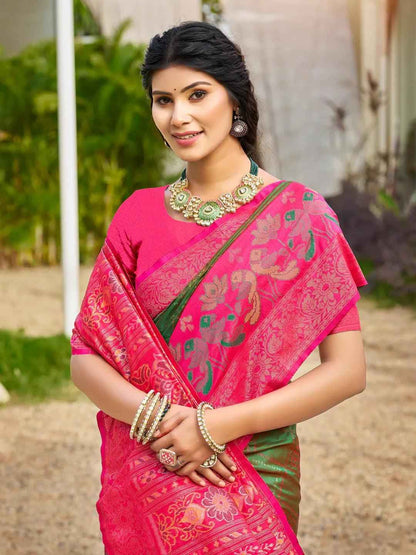 Green Silk Brocade Saree | EZB SI04 ASPOC4004