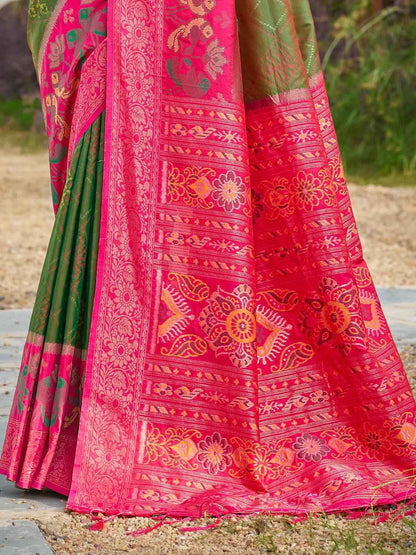 Green Silk Brocade Saree | EZB SI04 ASPOC4004
