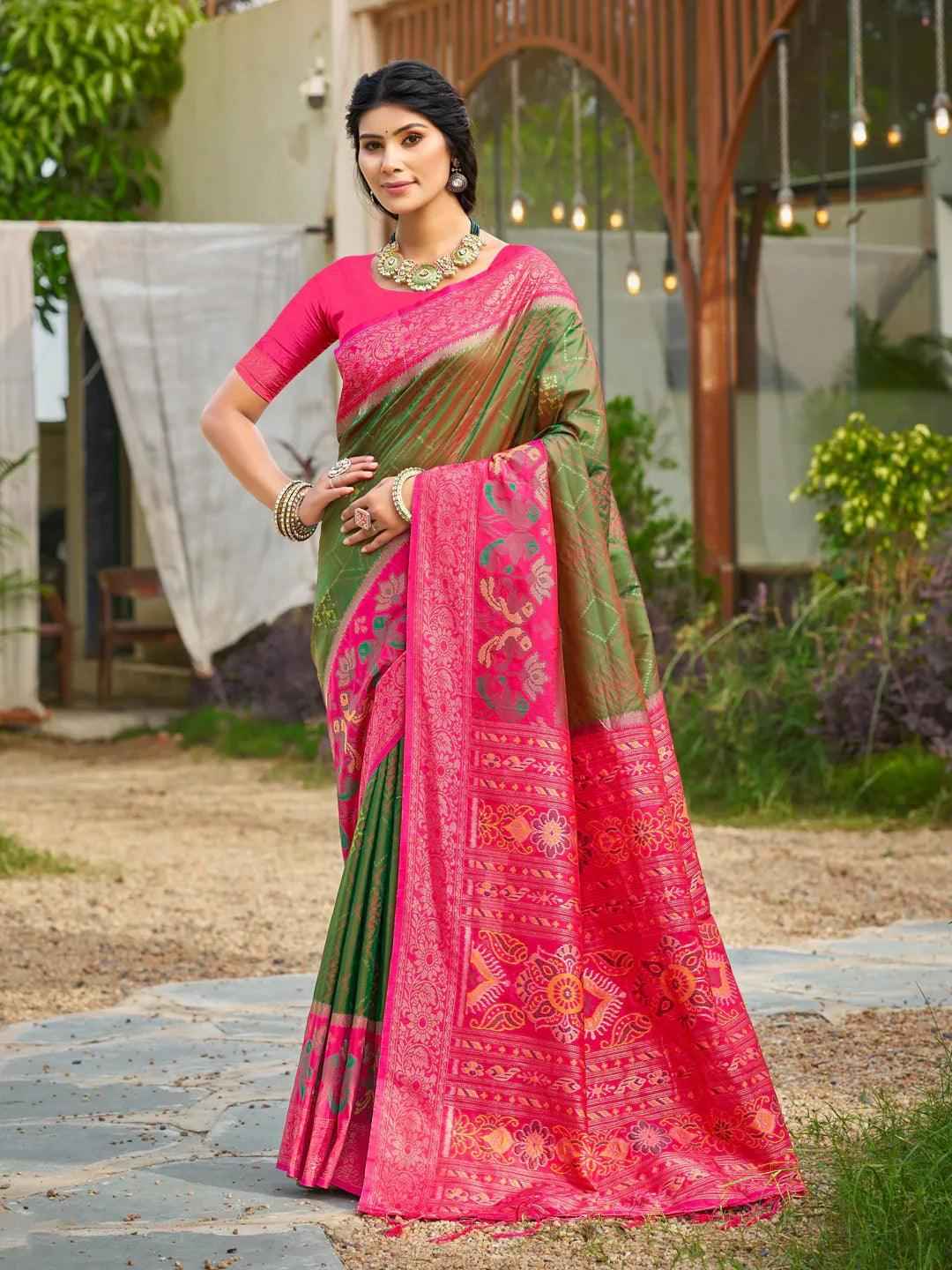 Green Silk Brocade Saree | EZB SI04 ASPOC4004
