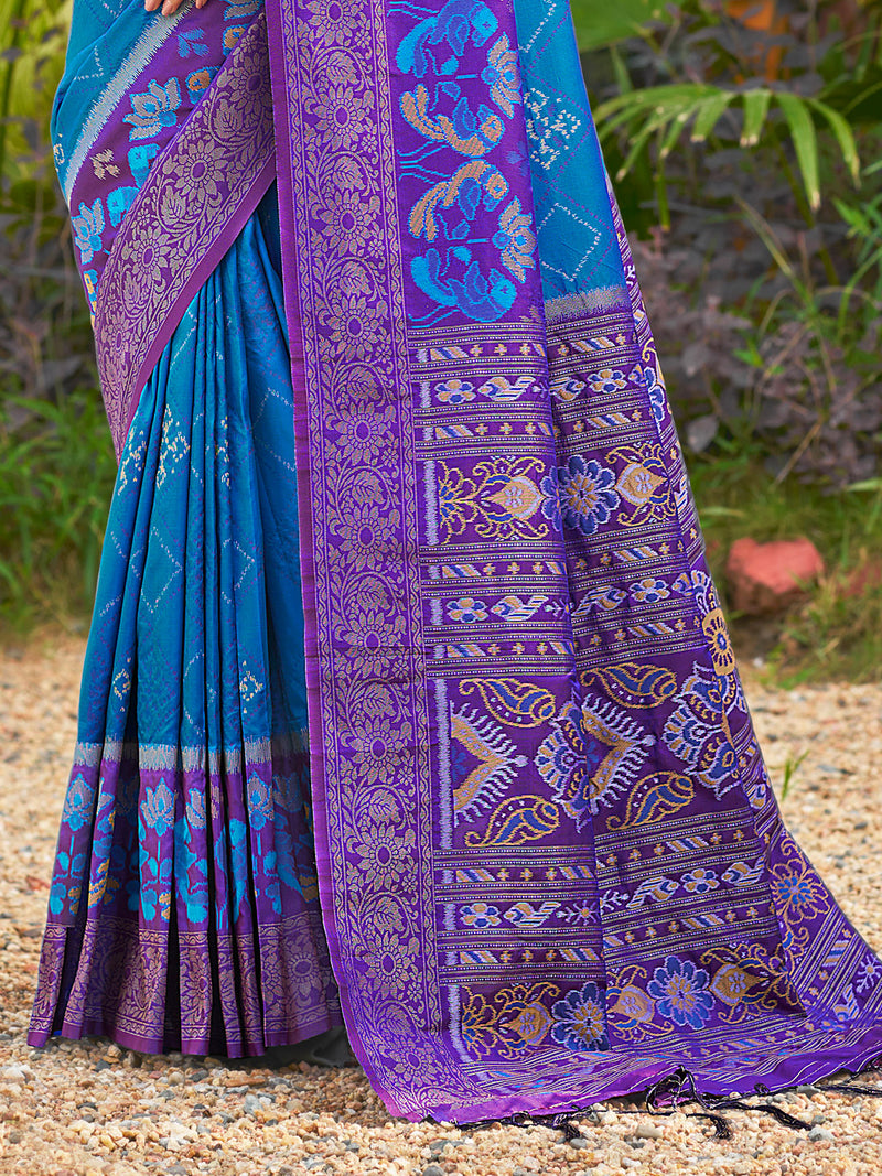 Blue Saree Pochampalli Silk  with Blouse