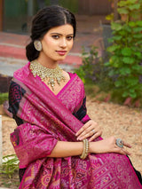 Black Silk Brocade Saree | EZB SI04 ASPOC4007