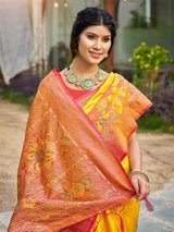 Yellow Silk Brocade Saree | EZB SI04 ASPOC4008