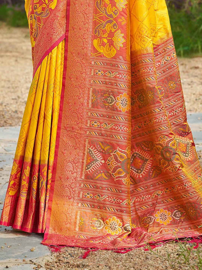 Yellow Silk Brocade Saree | EZB SI04 ASPOC4008