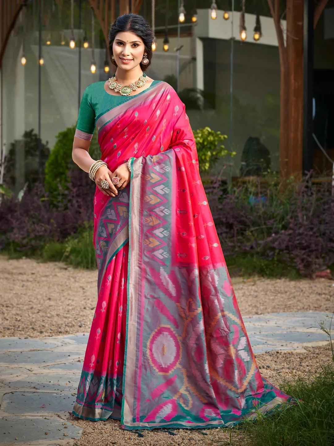 Pink Silk Brocade Saree | EZB SI04 ASPOC5002