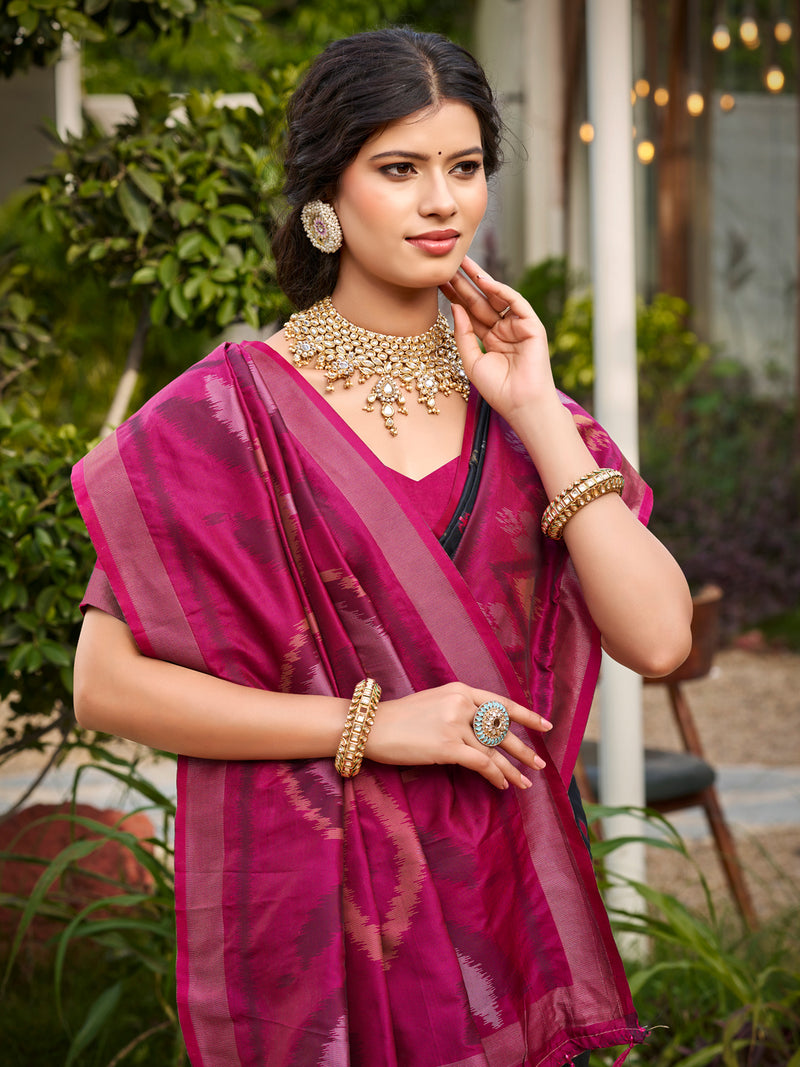 Black Saree Pochampalli Silk  with Blouse