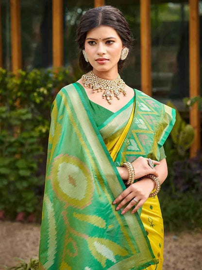 Green Silk Brocade Saree | EZB SI04 ASPOC5004