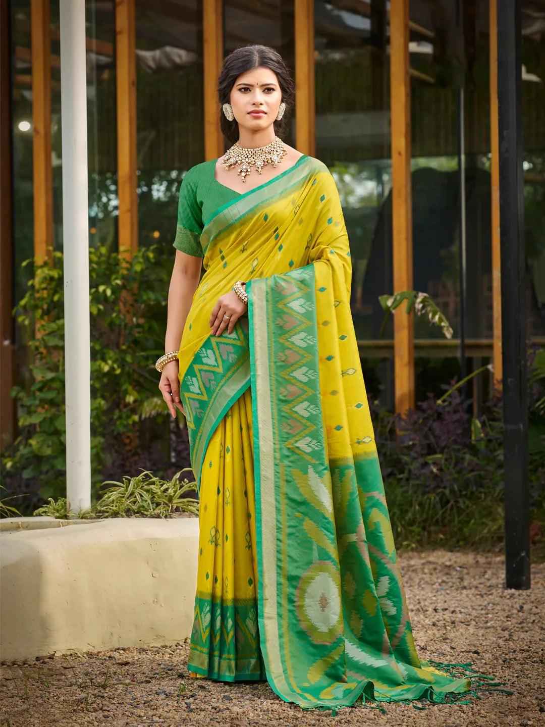 Green Silk Brocade Saree | EZB SI04 ASPOC5004