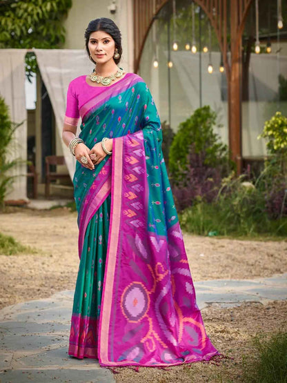 Sky Blue Silk Brocade Saree | EZB SI04 ASPOC5005