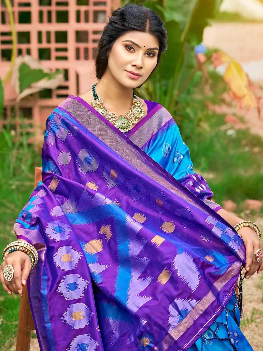 Blue Silk Brocade Saree | EZB SI04 ASPOC6001