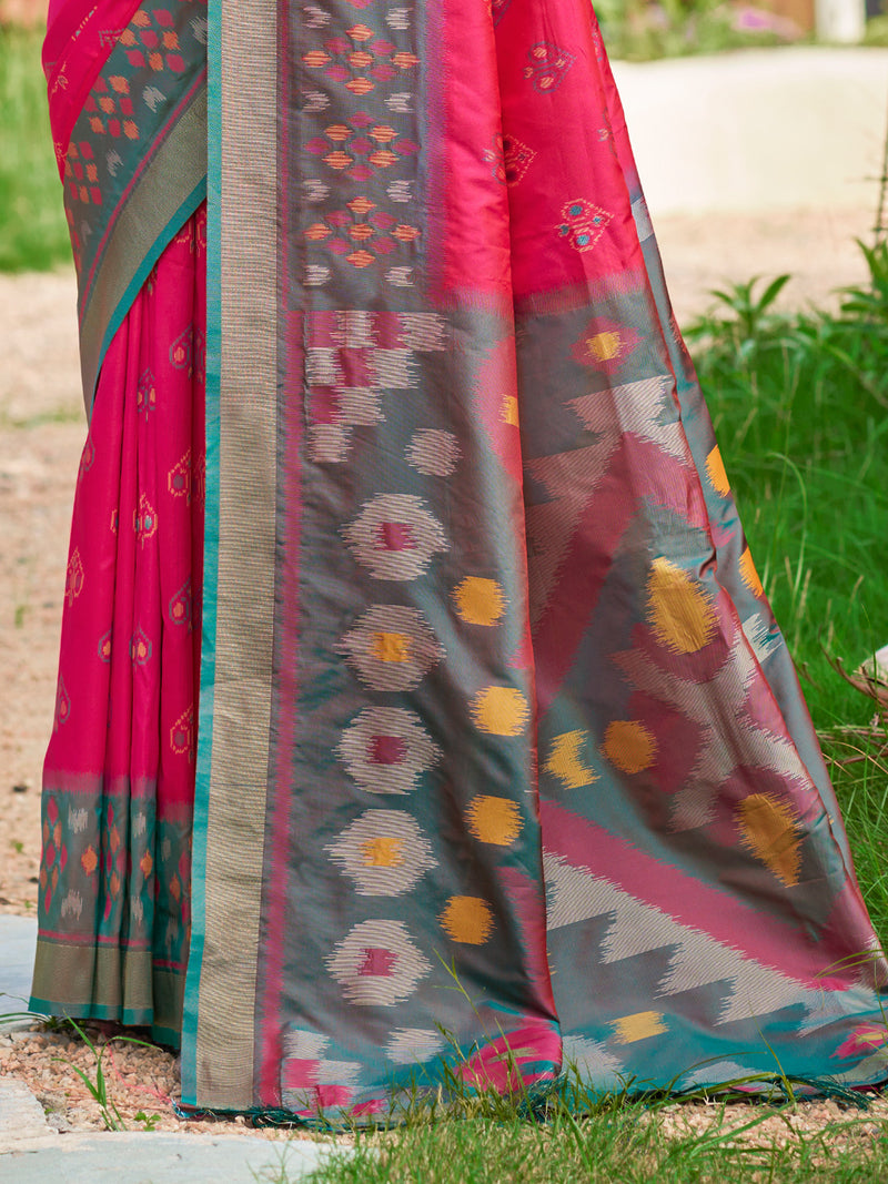 Pink Saree Pochampalli Silk  with Blouse