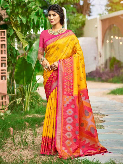 Yellow Silk Brocade Saree | EZB SI04 ASPOC6005