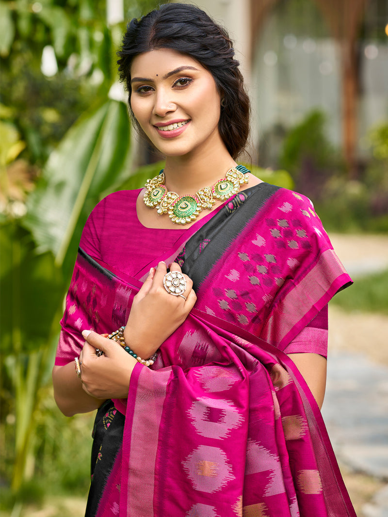 Black Saree Pochampalli Silk  with Blouse
