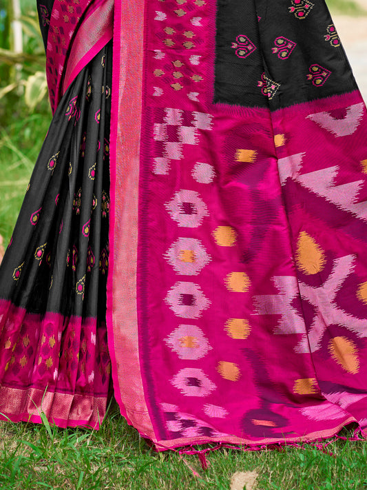 Black Saree Pochampalli Silk  with Blouse