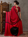 Red Semi Modal Saree With Blouse Piece - EZBER