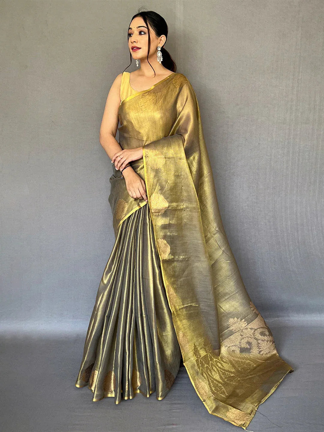 Black Silk Festive Wear Saree With Blouse Piece - EZBER