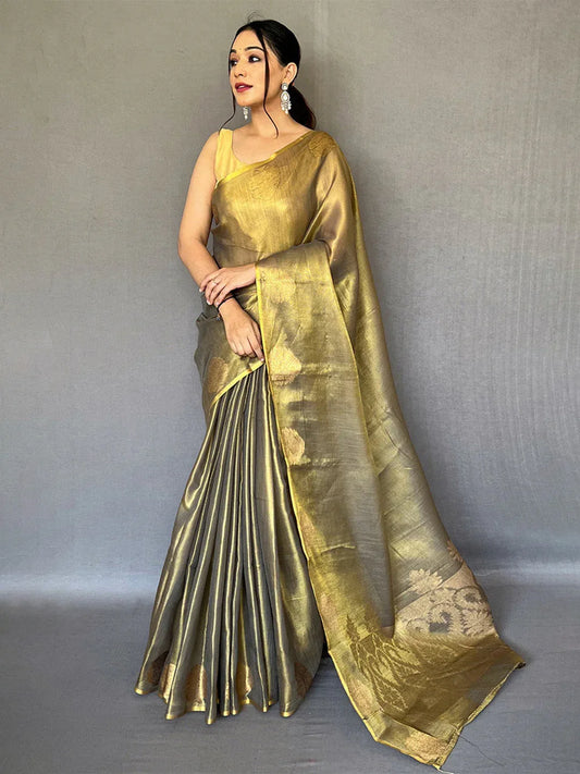 Black Silk Festive Wear Saree With Blouse Piece - EZBER