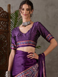 Purple Semi Modal Saree With Blouse Piece - EZBER