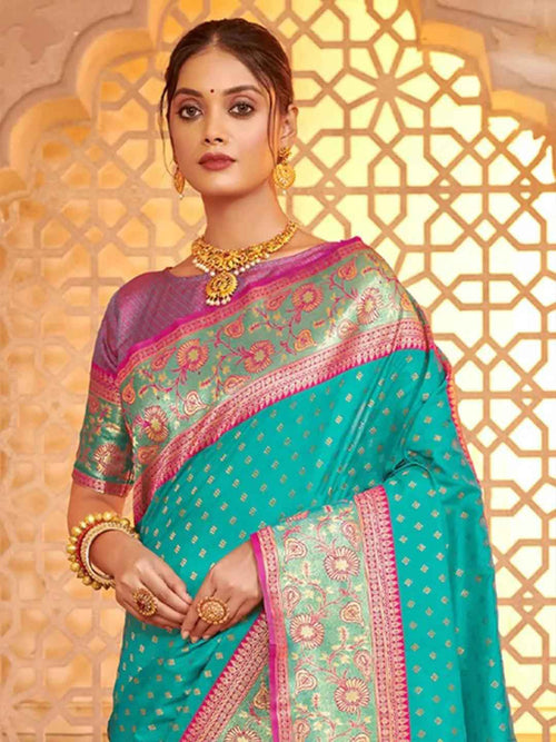 Green Silk Brocade Saree | EZB SI04 BWAFR5018