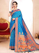 Blue Silk Brocade Saree | EZB SI04 BWKVT1002