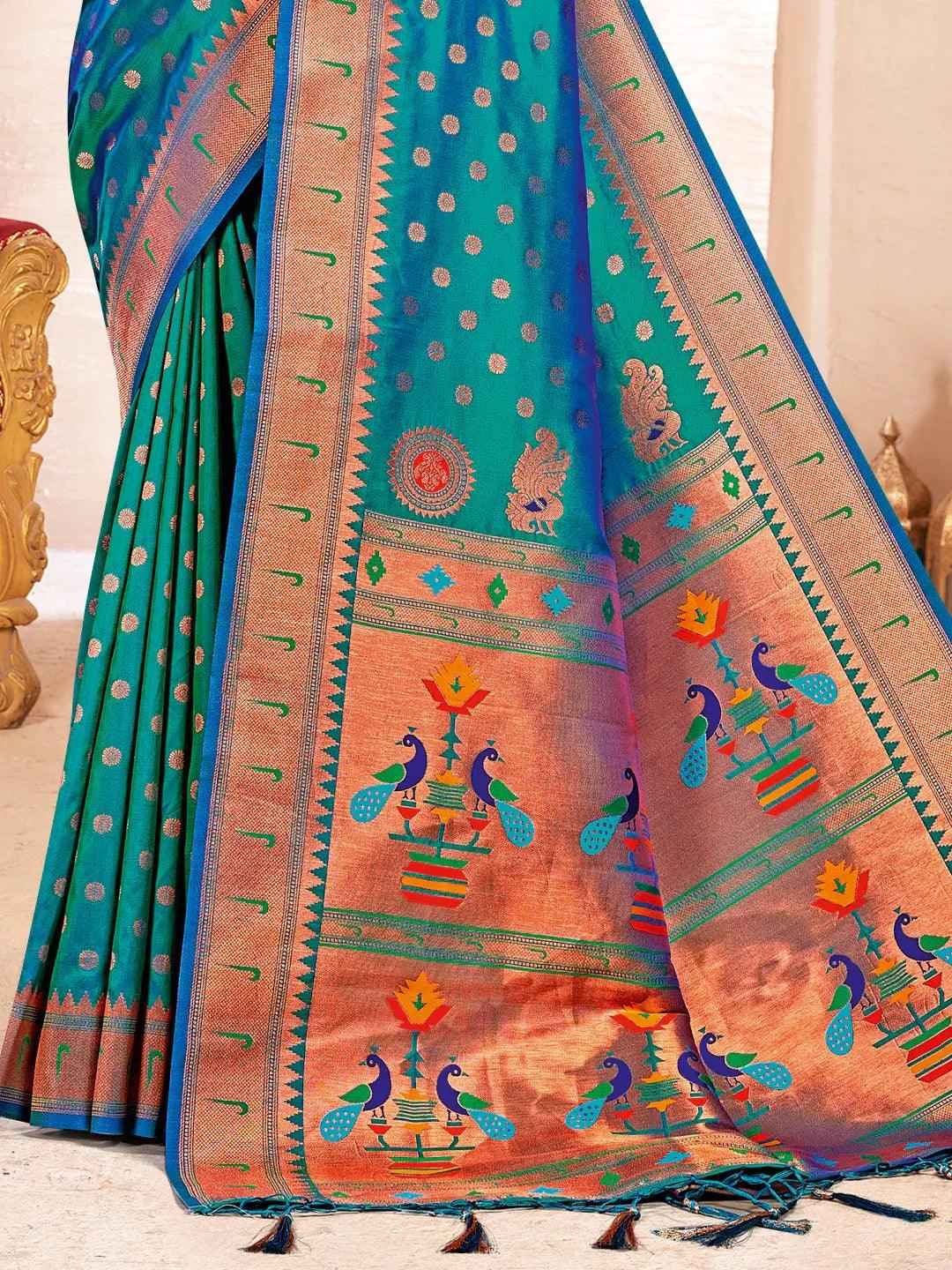 Green Silk Brocade Saree | EZB SI04 BWKVT1006