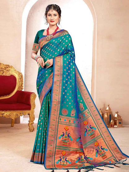 Green Silk Brocade Saree | EZB SI04 BWKVT1006