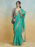 Blue Silk Festive Wear Saree With Blouse Piece - EZBER