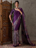 Purple Semi Modal Saree With Blouse Piece - EZBER