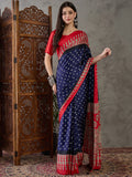 Blue Semi Modal Saree With Blouse Piece - EZBER