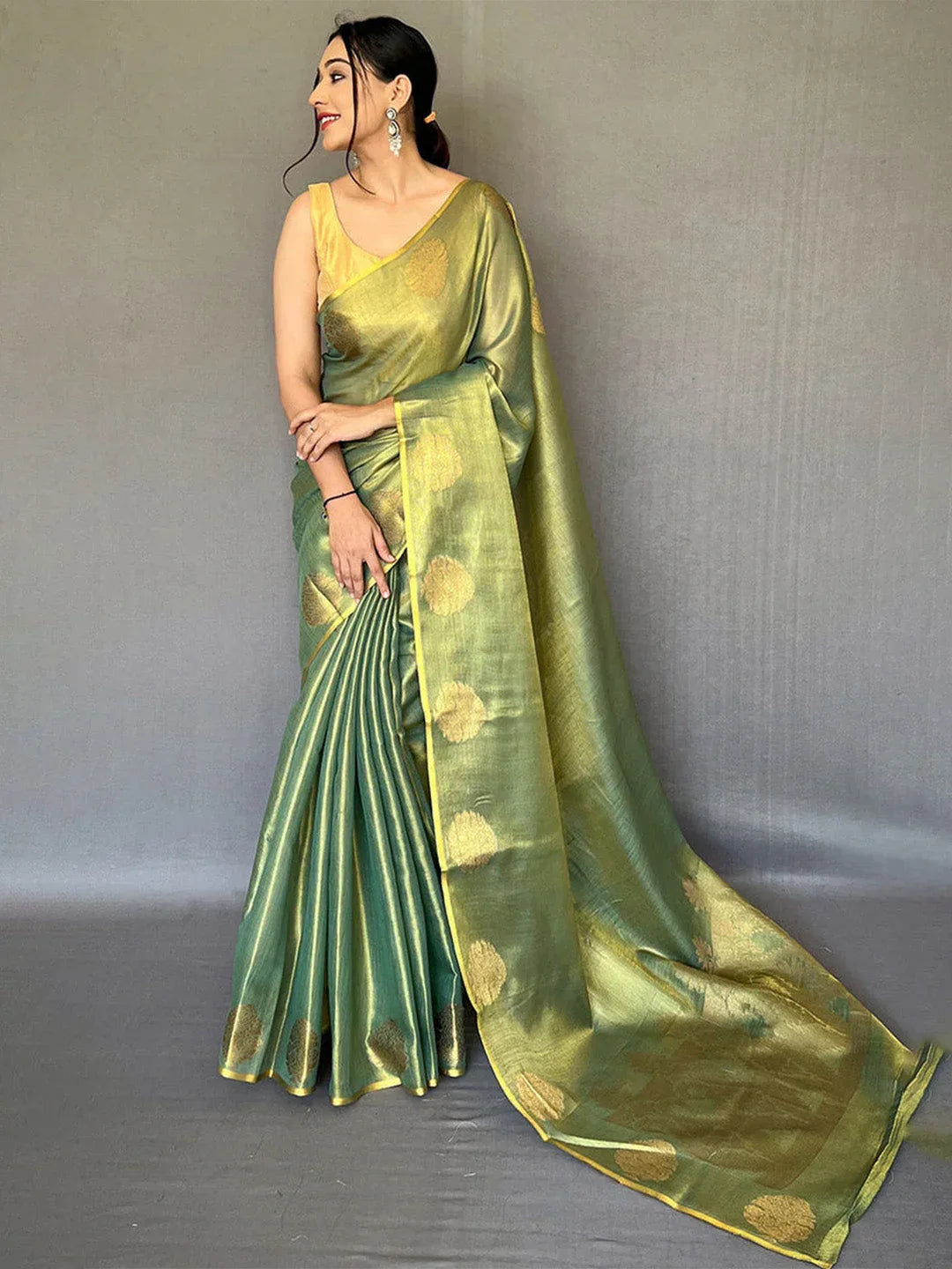 Green Silk Festive Wear Saree With Blouse Piece - EZBER