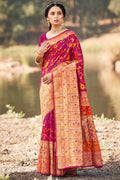 Magenta Pink Kalamkari Saree - EZBER